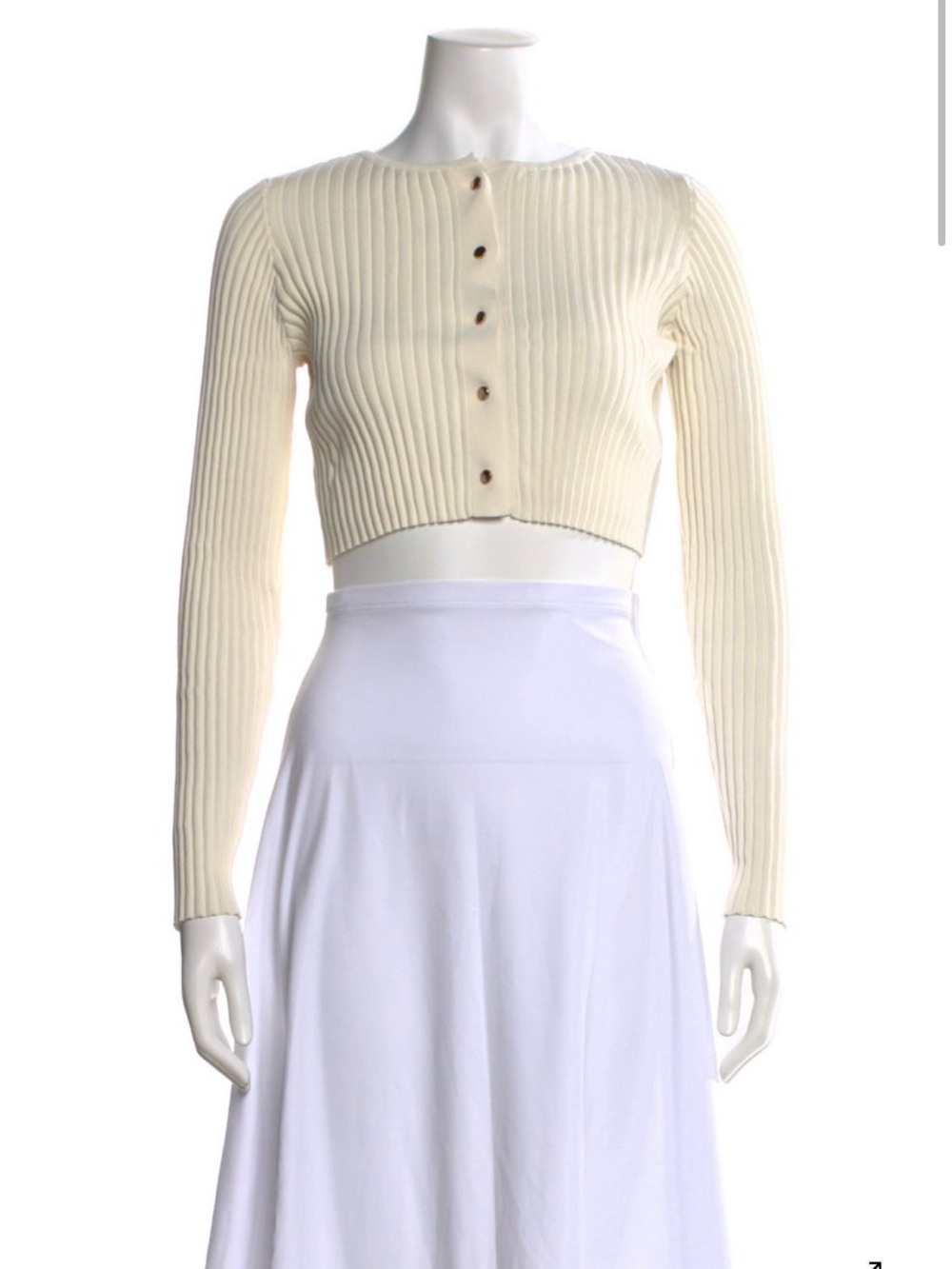 Solid & Striped Ribbed Knit Cropped Cardigan - Cream/Ivory - Size XS
